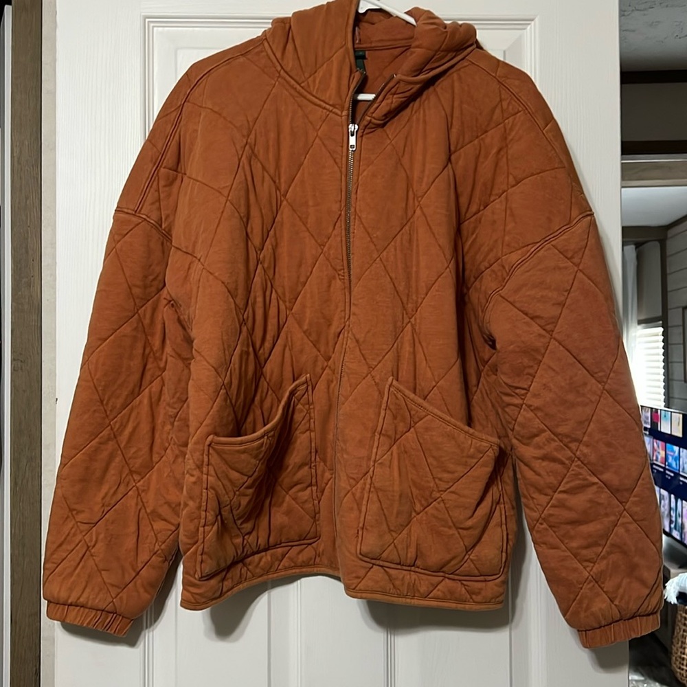 Orange quilted coat